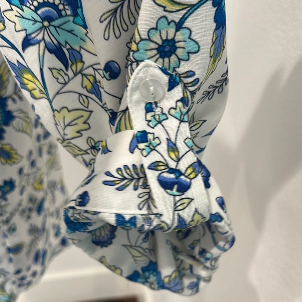 BCX Blue and Yellow Floral Button Down Shirt - Picture 5 of 13